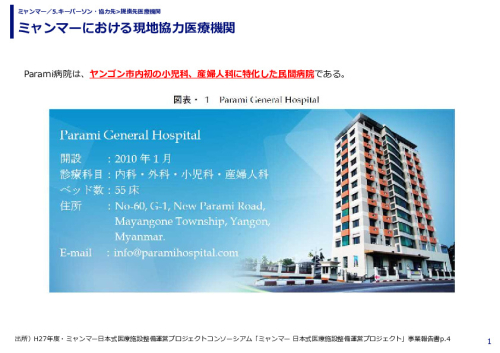 ミャンマーにおける現地協力医療機関